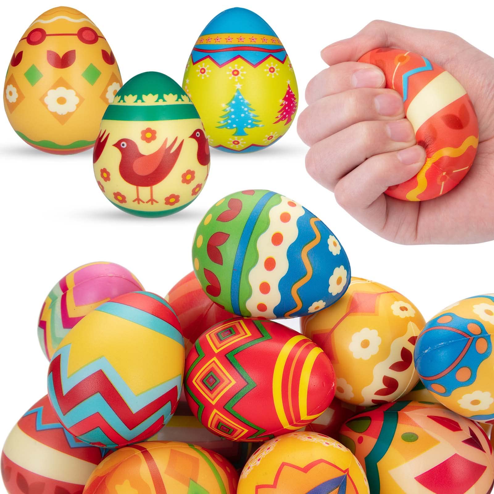 18PCS Easter Squishy Eggs，Slow Rising Stress Relief Soft Squeeze Easter Eggs for Kids Boys Girls Easter Eggs Hunt,Basket Stuffers Fillers, Easter Egg Party Favors, Easter Classroom Prize Supplies