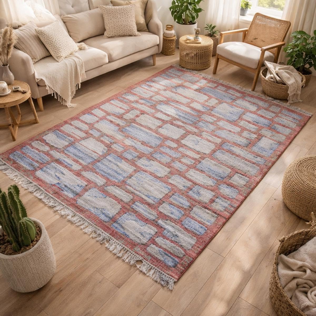 Tapis Kilim 200x290 cm Rectangulaire KL JUTAP Gris Salon Tissé à la Main Jute