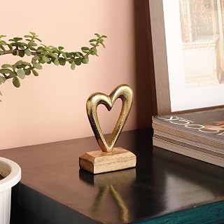 PURESTORY Heart Shape Showpiece | Heart Shape Decoration Items | Decor Items for Book Shelf | Showpiece for Bedroom & Livi Price In India