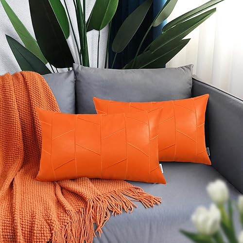 Miniatura 217 de BRAWARM Fundas de almohada de piel sintética de 18 x 18 pulgadas, fundas de almohada de cuero negro, paquete de 2, almohadas decorativas de cuero