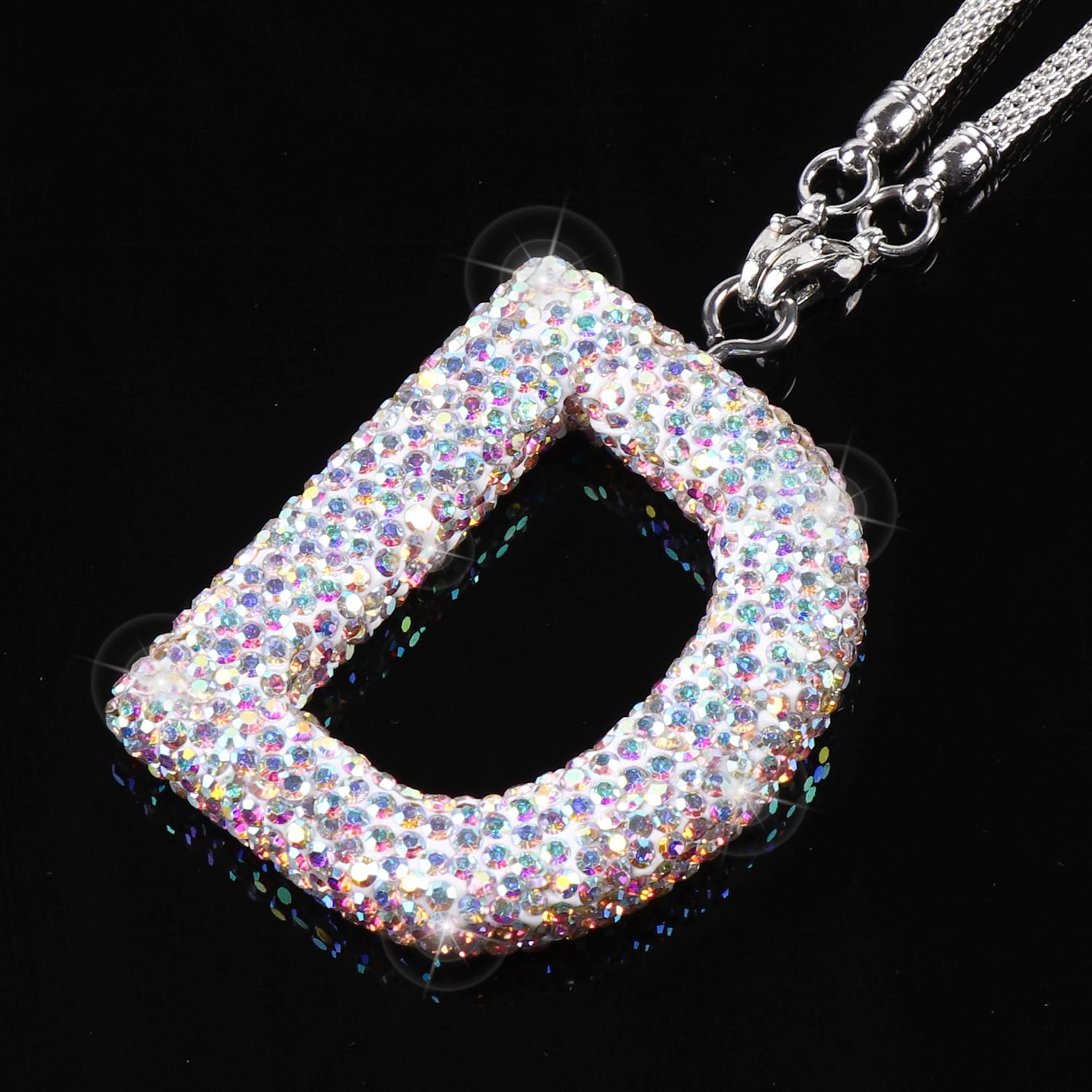 Colorful Bling Rearview Mirror Accessories Diamond Crystal Rhinestone Car Letter Pendant Cute Hanging Car Lucky Ornaments for Women — view 2