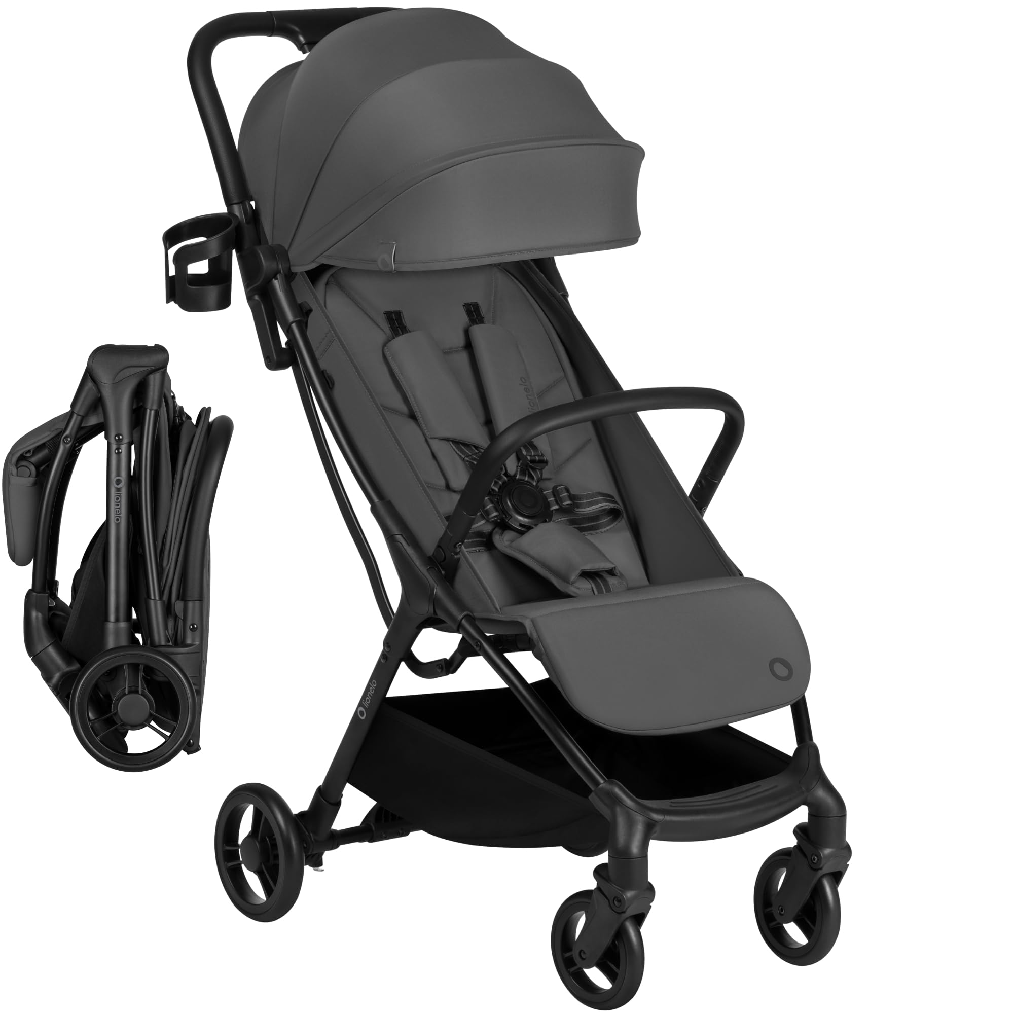 Lionelo AGIA Passeggino Leggero e Compatto fino a 22 kg / 4 anni Pieghevole con una Mano, Posizione Distesa, Seduta Ampia, Pannello di ventilazione, Ammortizzazione, Grande Cestello Regolazione Facile