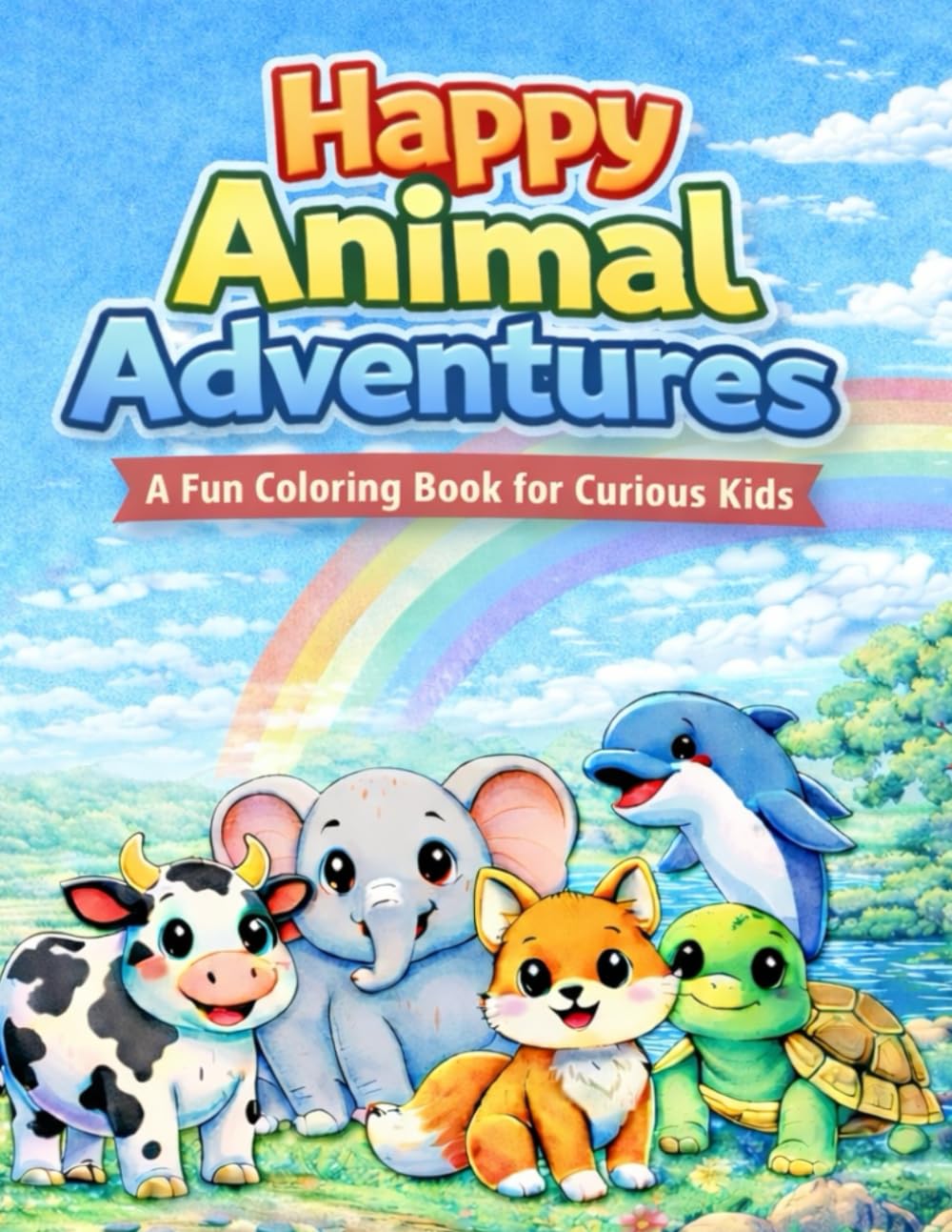Happy Animal Adventures: A Fun Coloring Book for Curious Kids