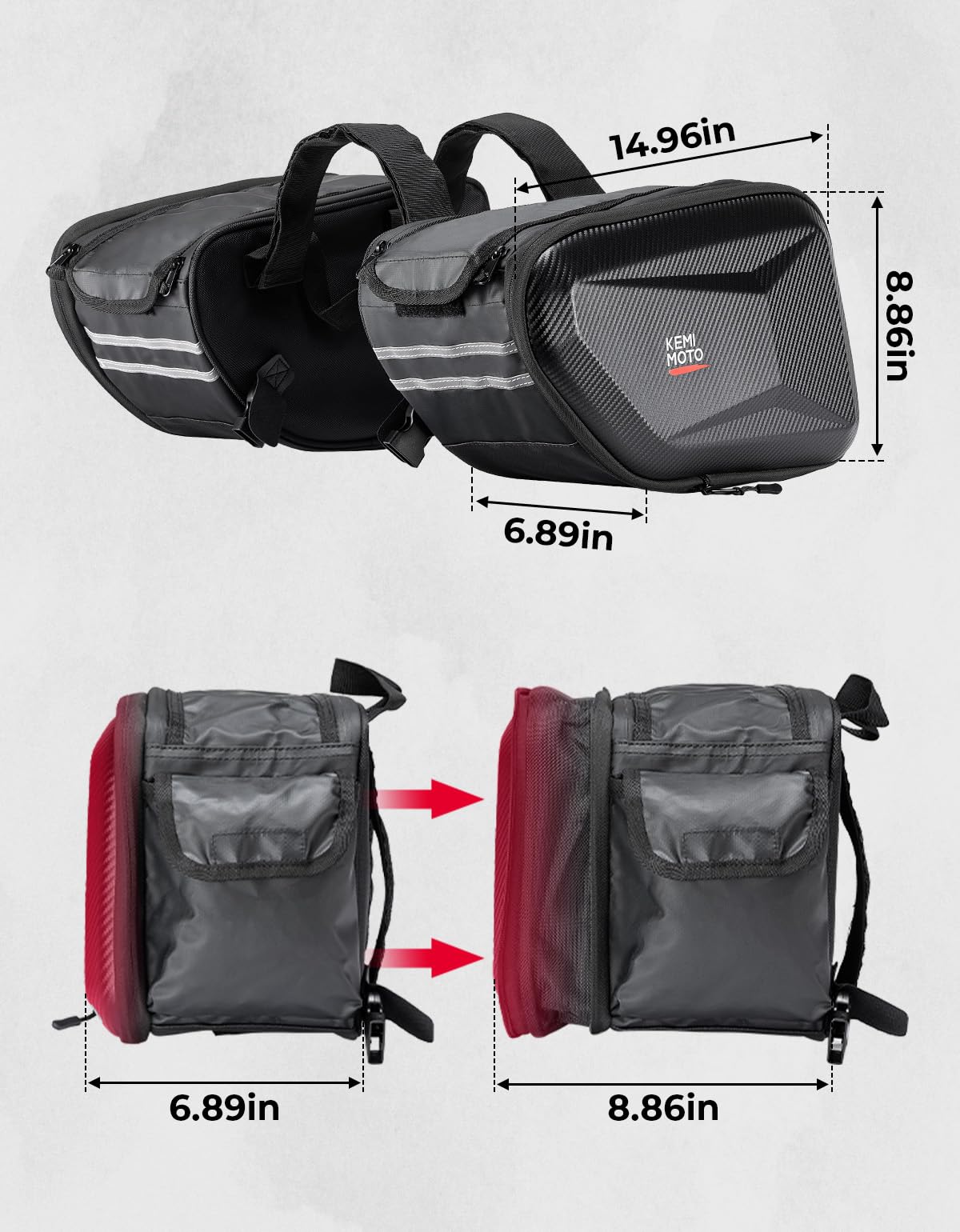 バッグ Accessories Drop Amazon.com: KEMIMOTO Motorcycle Saddlebags Expandable 20-30L Eva