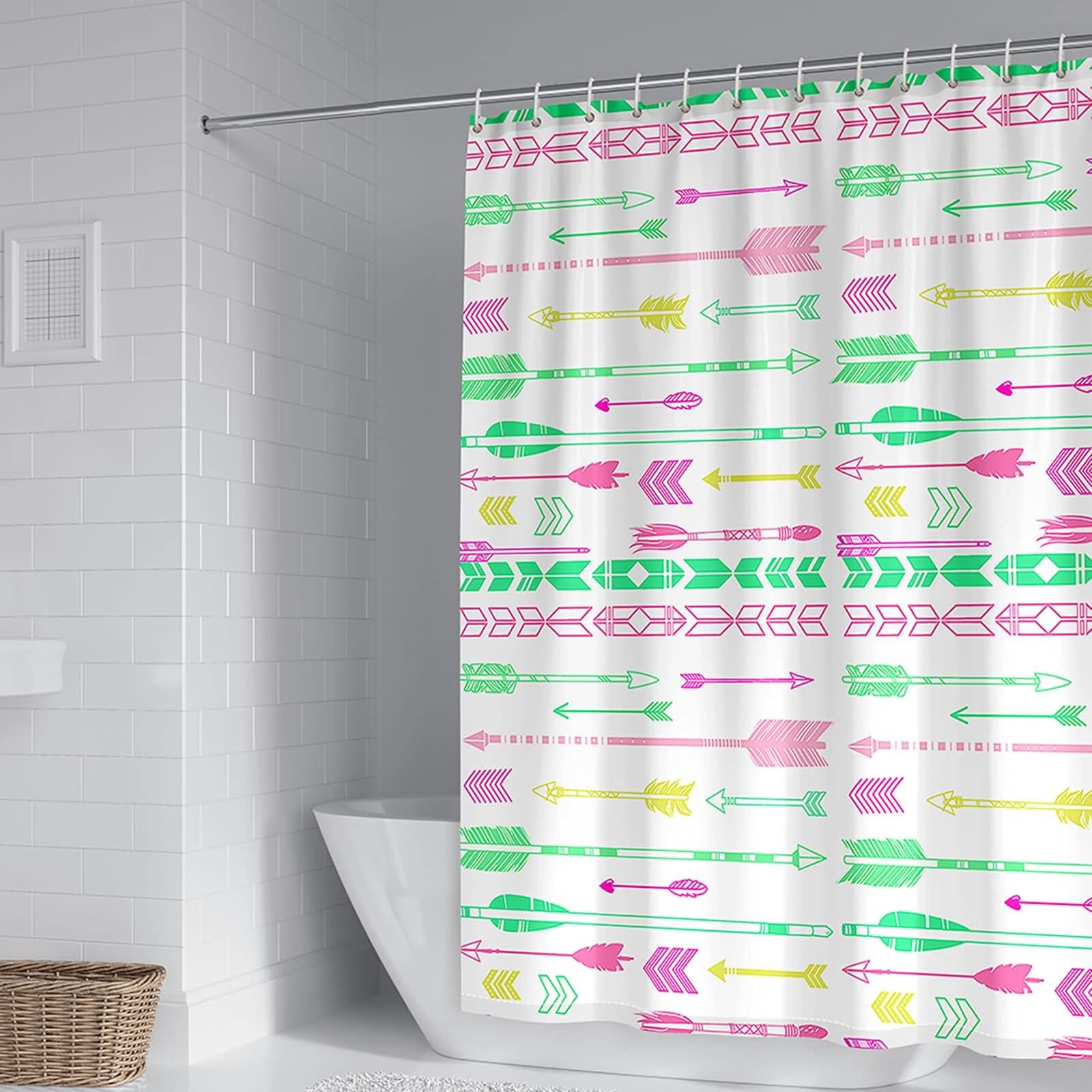 Rideau de douche motif flèches multicolores pour salle de bain KnSam