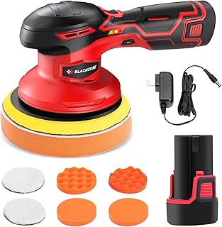 Cordless Car Buffer Polisher with 12V 2000mAh Lithium Rechargeable Battery, 6 Variable Speed, Wireless Buffer Polisher Kit for Car Detailing/Car Scratch Repairing