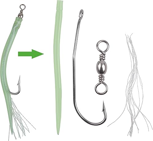 Miniatura 6 de Señuelos de tubo de pesca para pesca con ganchos de acero inoxidable, giratorios de barril para Striper de agua salada