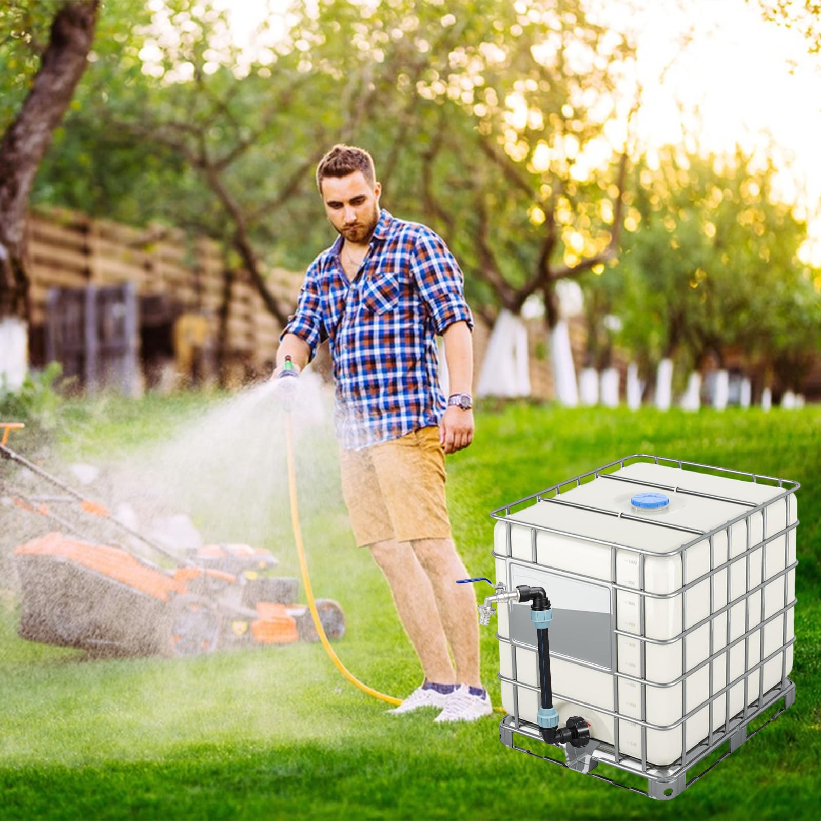 Image secondaire de Vaskula Robinet IBC Col de Cygne de Cuve Robinet Cuve 1000L Adaptateur IBC avec Col de Cygne 3/4'' Raccord Cuve IBC Robinet Kit