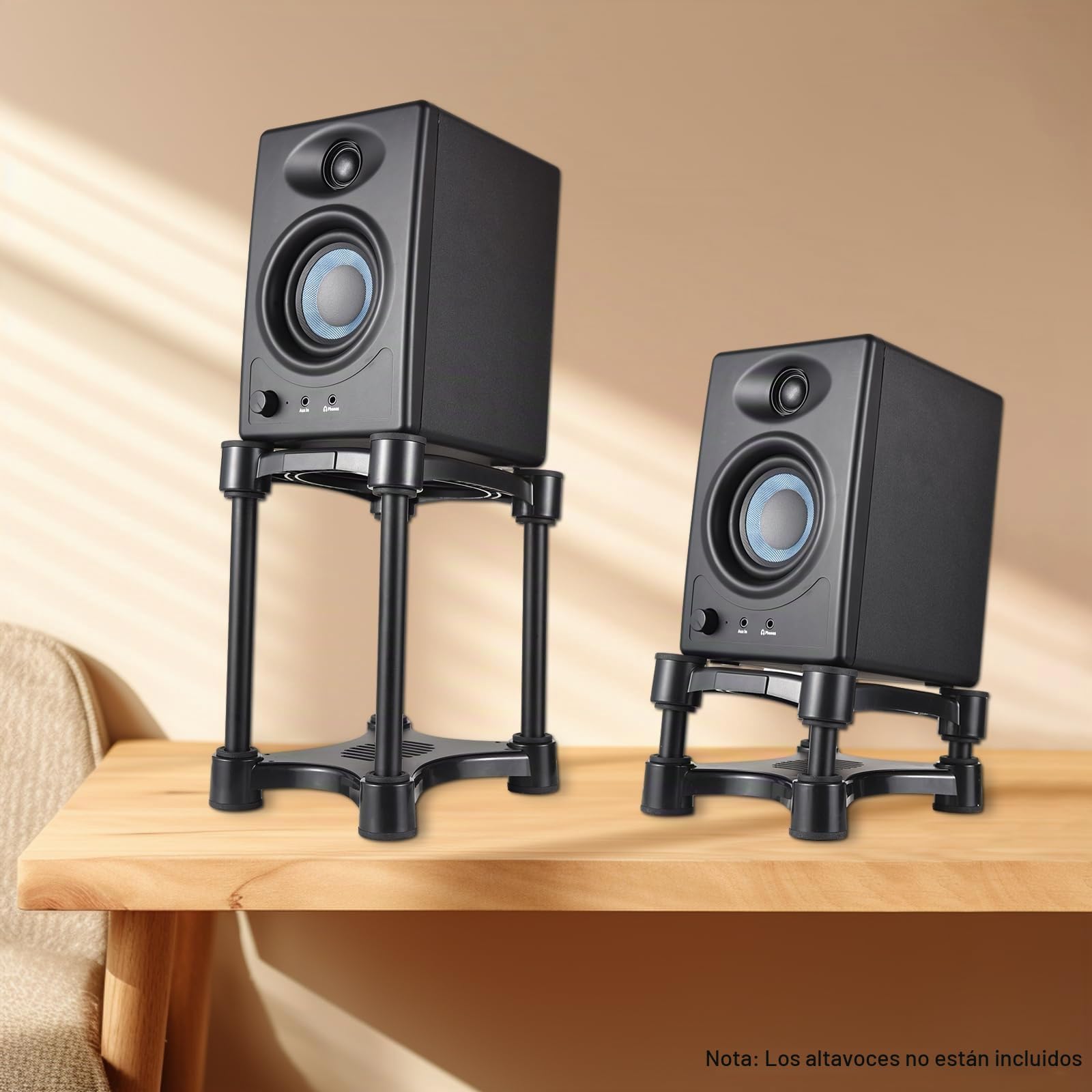 Soporte para Altavoz con Altura e Inclinación Ajustables, Metal, Ventosas Antideslizantes