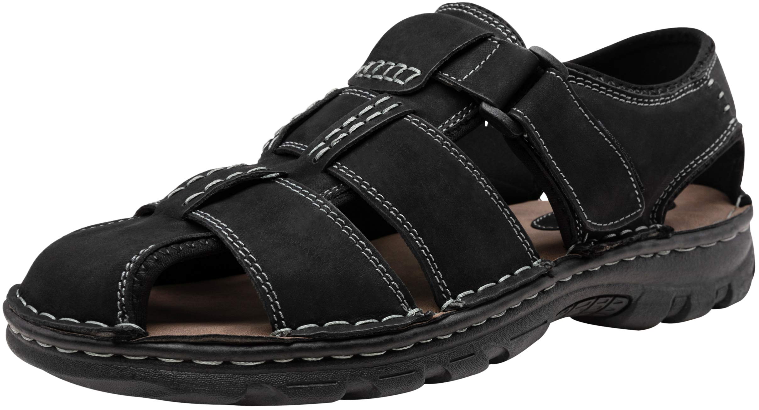 JOUSEN Men's Sandals Outdoor Sport Leather Fishermen Sandal Casual Closed Toe Beach Sandal