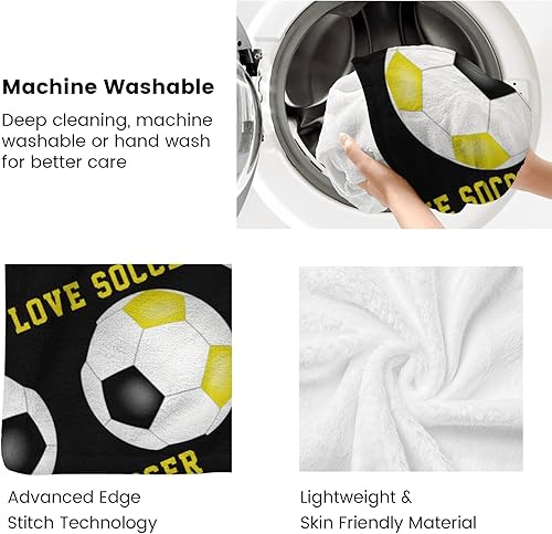 Miniatura 6 de Manta personalizada, deportes de fútbol, manta de regalo personalizada amarilla, manta de franela para mamá, papá, niño, niña, cumpleaños para