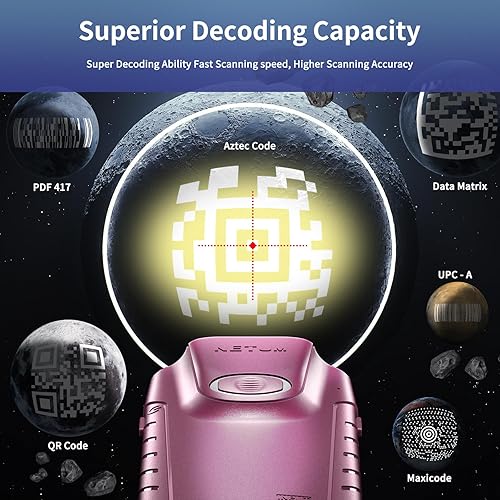 Miniatura 3 de NETUM Escáner de código de barras Bluetooth 2D, lector de código de barras QR portátil pequeño 3 en 1, escaneo de pistola inalámbrico automático,