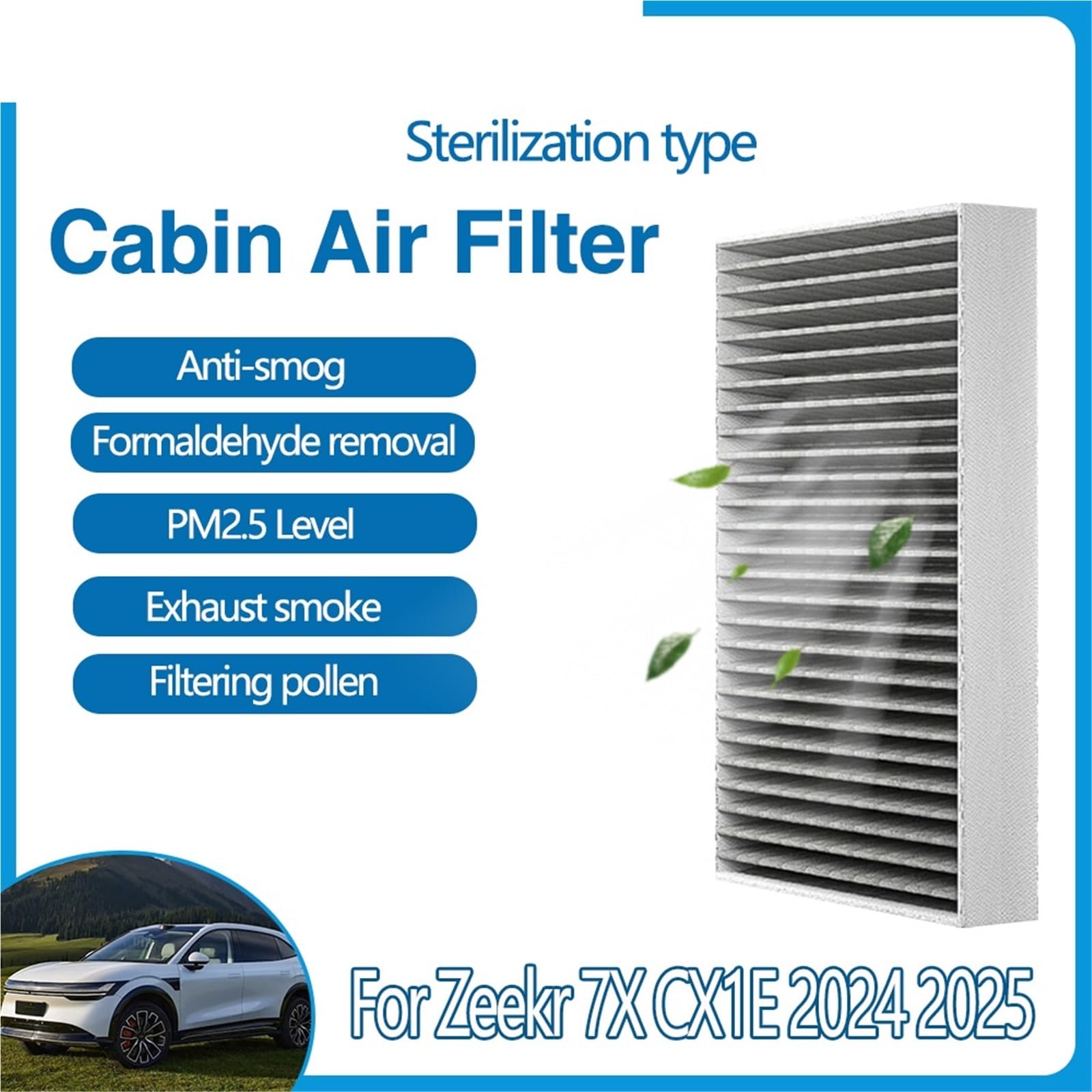 Filtro aria abitacolo auto adatto per Zeekr 7X CX1E 2024 2025 Accessori Filtro aria abitacolo antipolline auto Carbone attivo PM2.5 filtro abitacolo