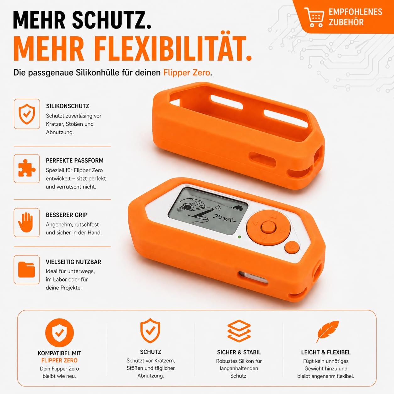 Flipper Zero Starter Set | Flipper Device | WiFi-Board | Silikonhülle