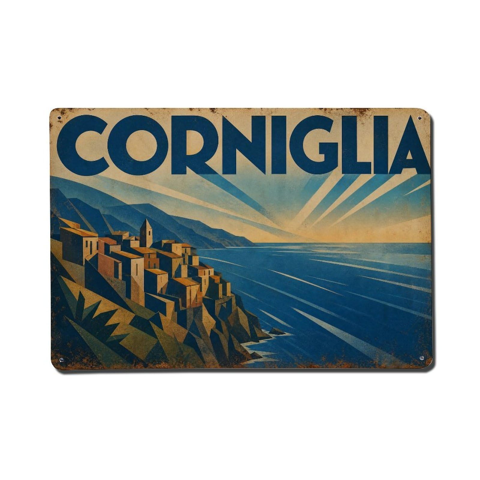 Metal Tin Sign Italy Corniglia Vintage Travel