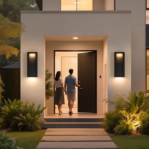 Miniatura 7 de Lámpara de pared moderna para exteriores con LED, accesorios de iluminación exterior integrados de 2700 K, negro mate, luces de montaje en pared