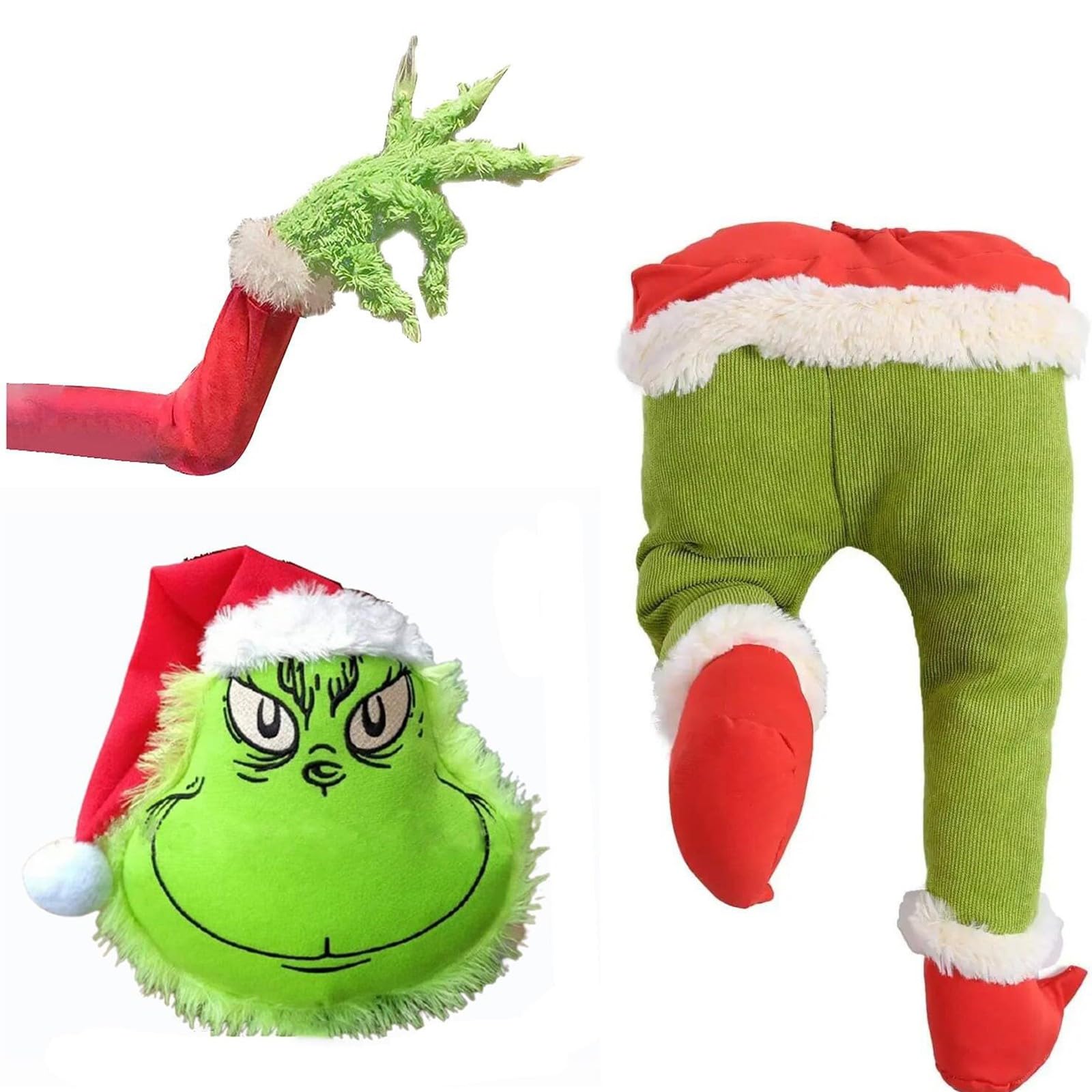 Christmas Elf Body Tree Decorations, Christmas Tree Decor Elf Arms Stole Christmas Elf Stuffed Leg Stuck Xmas Tree Topper Garland Ornaments Pose-able Plush Legs for Tree Ornaments(Elf Various Styles)