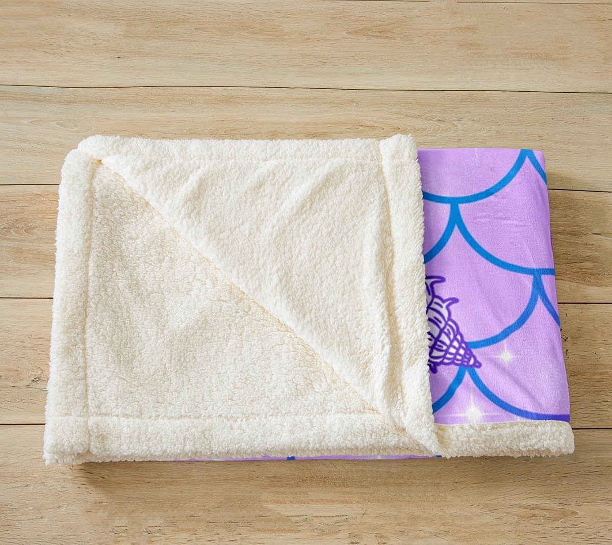 Feelyou Mermaid Fleece Throw Blanket for Kids Girls Teal Blue Purple Mermaid Tail Print Sherpa Blanket Cute Fuzzy Blanket for Sofa Bed Couch Mermaid Fish Scale Glitter Decor,Twin 60x80 Inches
