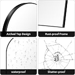 BONEWEI Arched Miroir de salle de bains 26x38 inch, Miroir mural noir, Miroir de mur avec cadre en aluminium, Miroir Vanity suspendu ou penché contre mur pour salon, chambre, salle de bains et entrée
