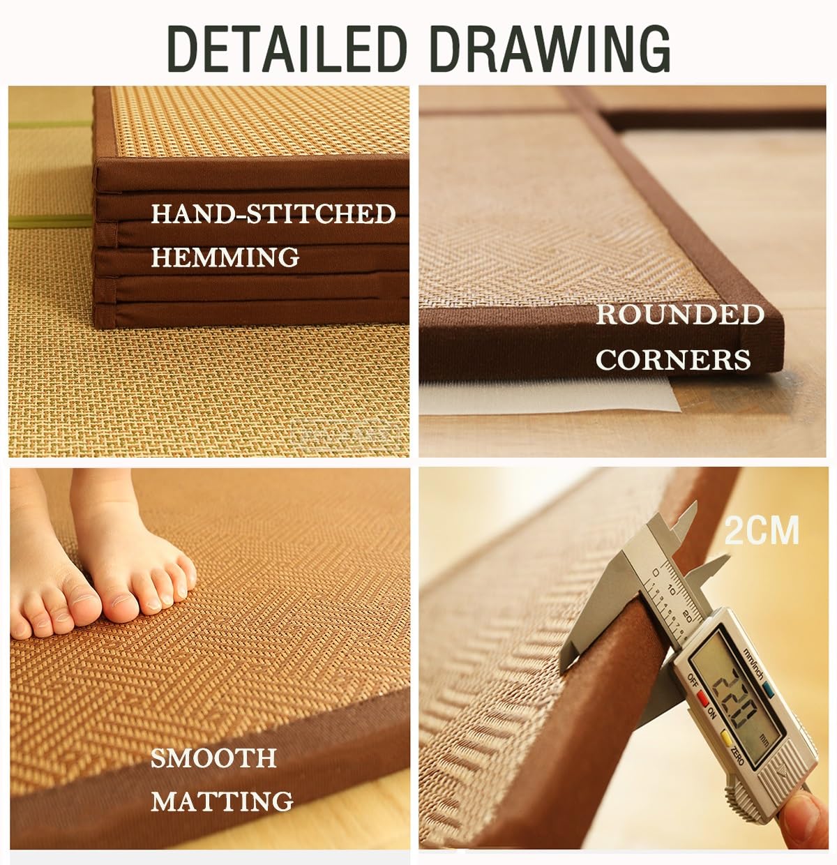 Tatami, tappetino pieghevole antiscivolo, per camera da letto, gattonare e yoga, tappetini patchwork