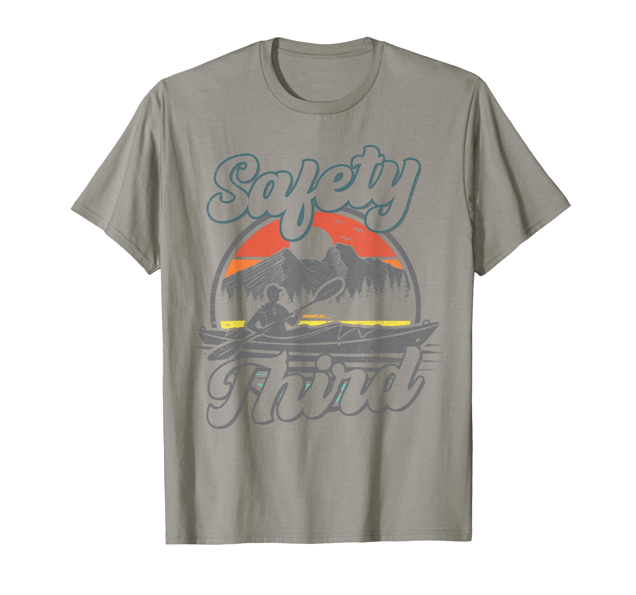 Safety Third Kayak Boating Retro Kayaking Funny Men T-Shirt