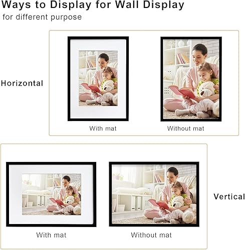 Vista 390 de Egofine Portarretratos de 9 x 12 pulgadas hecho de madera maciza con plexiglás, fotos de 5 x 7/6 x 8 con paspartú o de 9 x 12 pulgadas sin paspartú