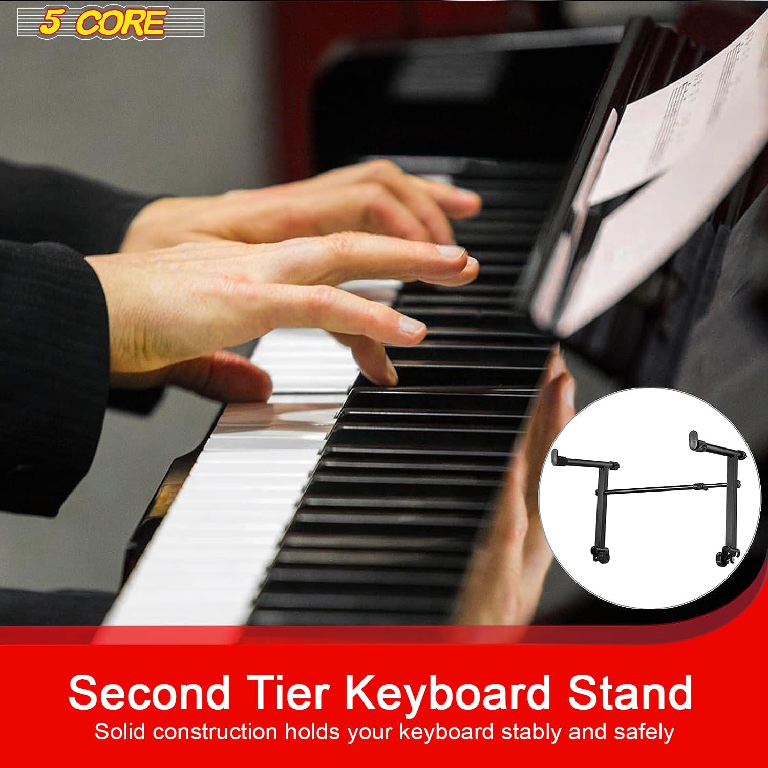 Piano Keyboards 2 Tier Keyboard Stand Adapter - Universal Adjustable ...