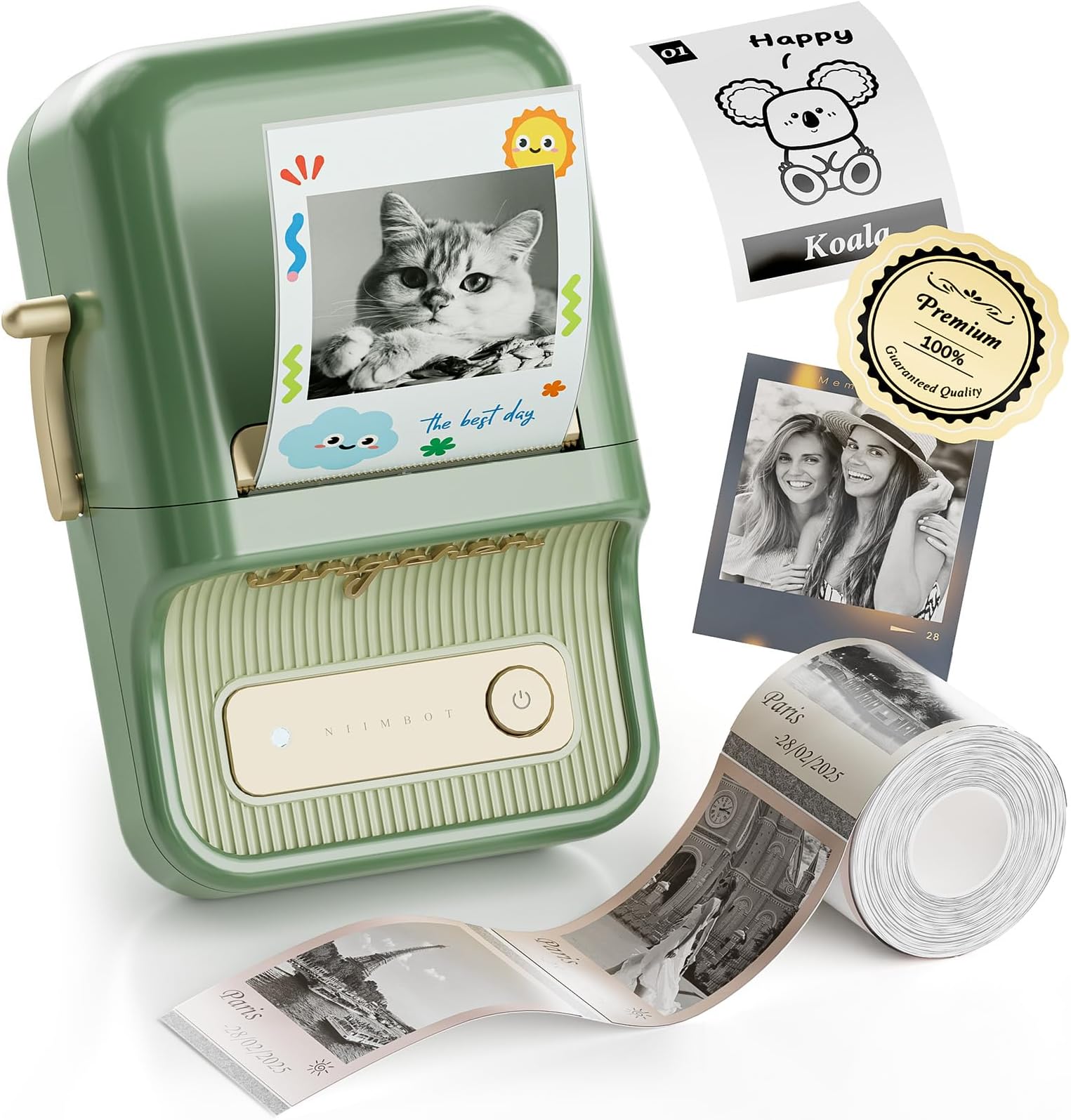 Niimbot B21Pro Label Maker, Sticker Printer Label Printer, 300dpi HD Sticker Maker Machine Photo Printer for Memo, Study Notes, Photo Printing, Scrapbooking, Dark Green