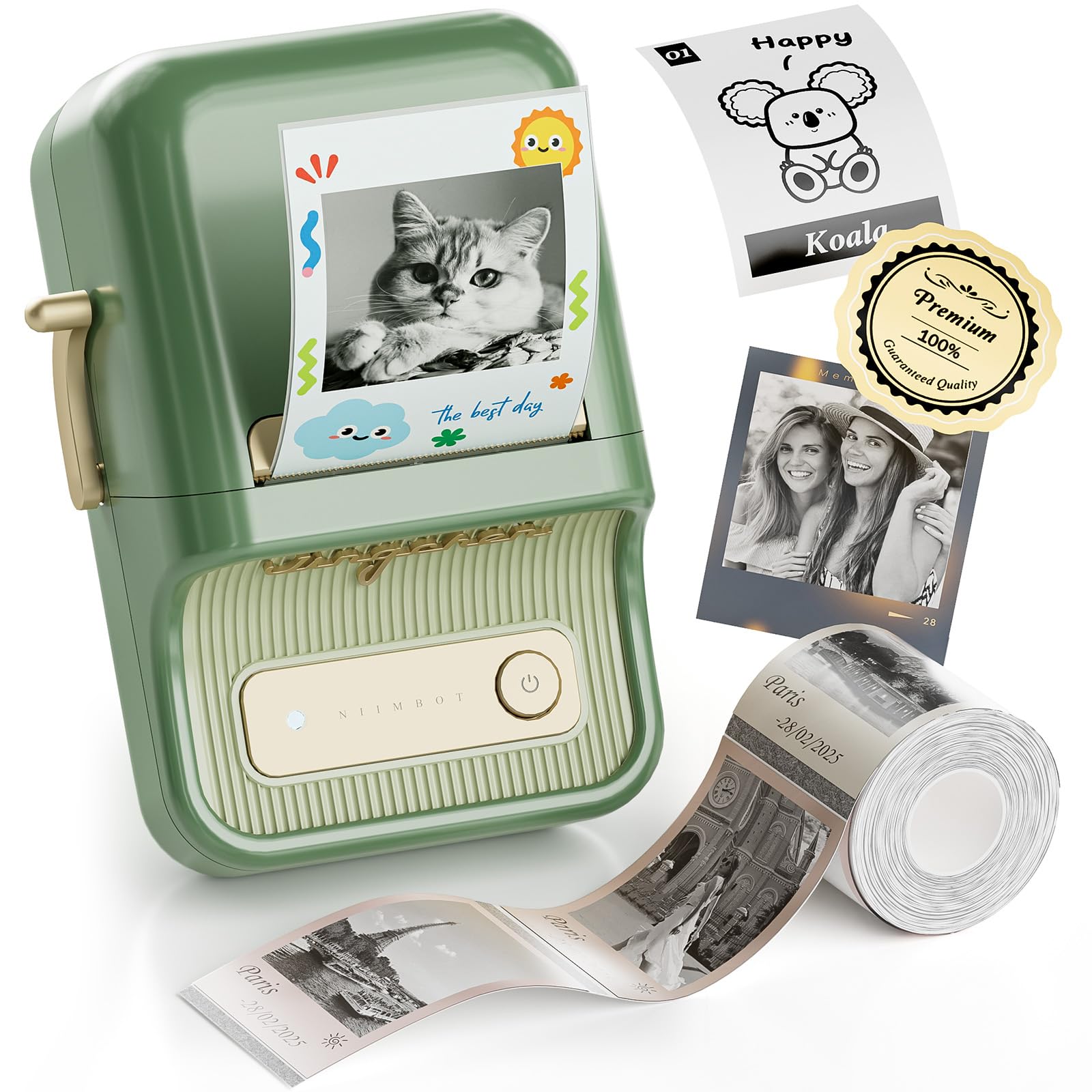 NIIMBOT Label Maker, B21 Pro 300DPI HD Sticker Printer for Photos, Green