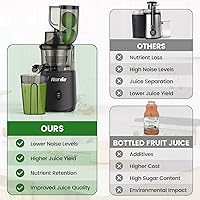 Vista 4 de Exprimidor Lento de Masticación y Prensado en Frío: Máquinas de Exprimidor Prensado en Frío para Verduras y Frutas 200W, Gris Mate