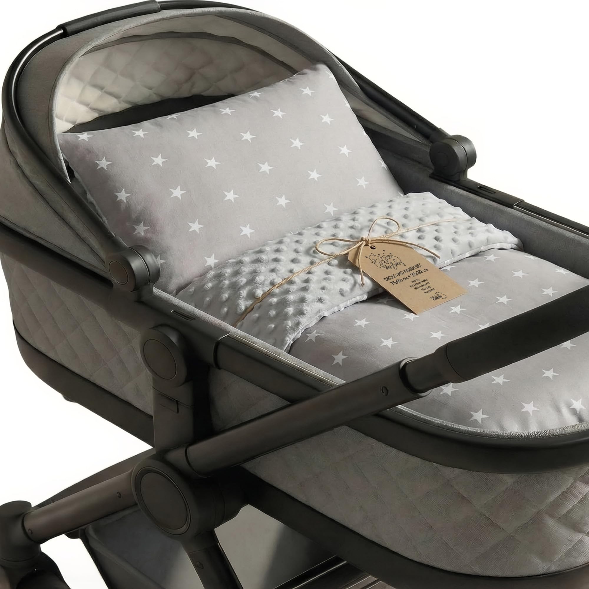 Totsy Baby Men's Stars Baby Blanket Cuddle Blanket Winter Plush Fabric 75X60 Cm + Pillow 35X30 Cm - Children's Blanket Stroller Blanket Baby Blankets Stroller Blanket And Starter Set For Newborns And Children Oeko-Tex