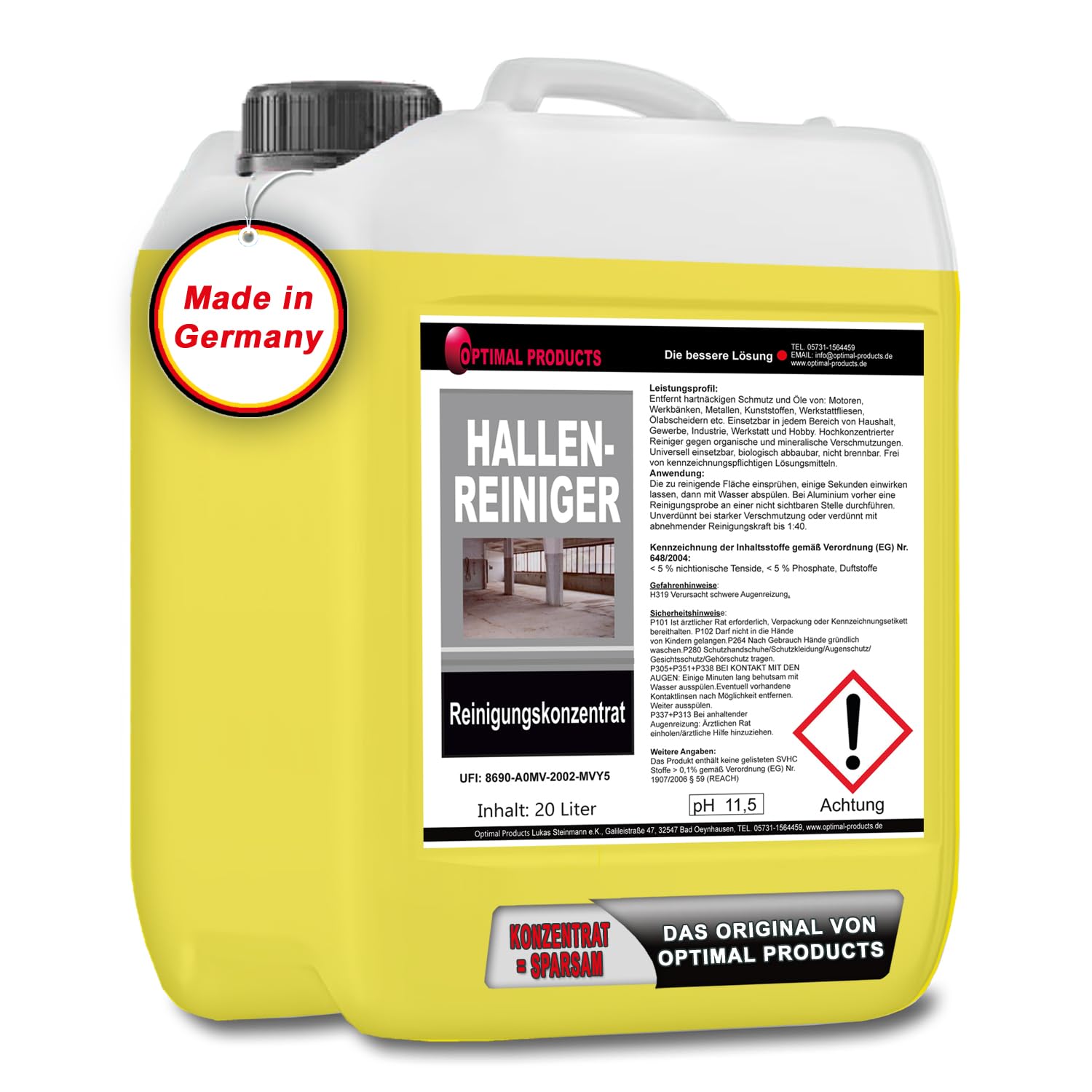 Hallenreiniger - Kraftreiniger - Werkstattreiniger hoch Alkalisch 20 Liter KONZENTRAT