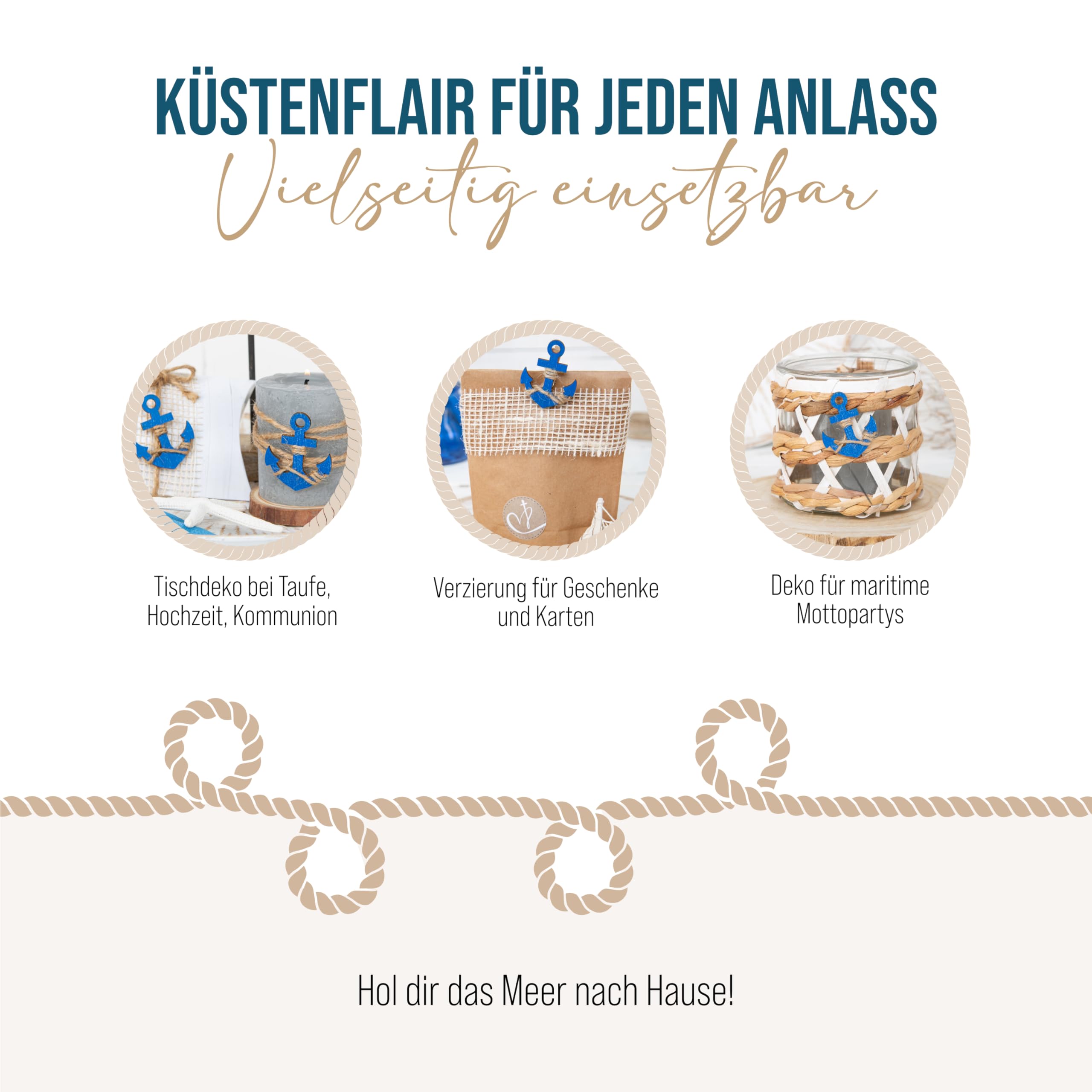 Rayher Embellissements «Poissons», Bleu, 8 Pces., 3,5cm, Bois, Autoadhésif, Décoration, Table, Cartes, Scrapbooking, été, Maritime, Communion, Baptême -56426000