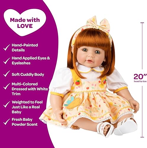 Miniatura 4 de Adora Baby Time Babies, muñeca prémium de 20 pulgadas con pestañas y cara pintadas a mano, aroma a polvo de bebé fresco y ropa extraíble, regalo de