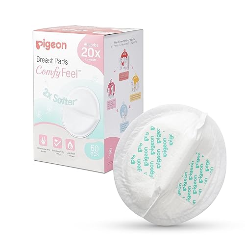 Pigeon Almohadillas de lactancia desechables para lactancia materna, contiene extractos de aloe vera, altamente absorbentes, 60 unidades