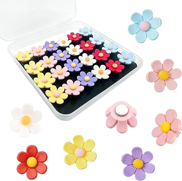 Locker Magnets for Girls,24Pcs Fridge Magnets, Cute 3D Flower Decorative Magnets for Whiteboard Office Kitchen Decor,Strong Holding Power