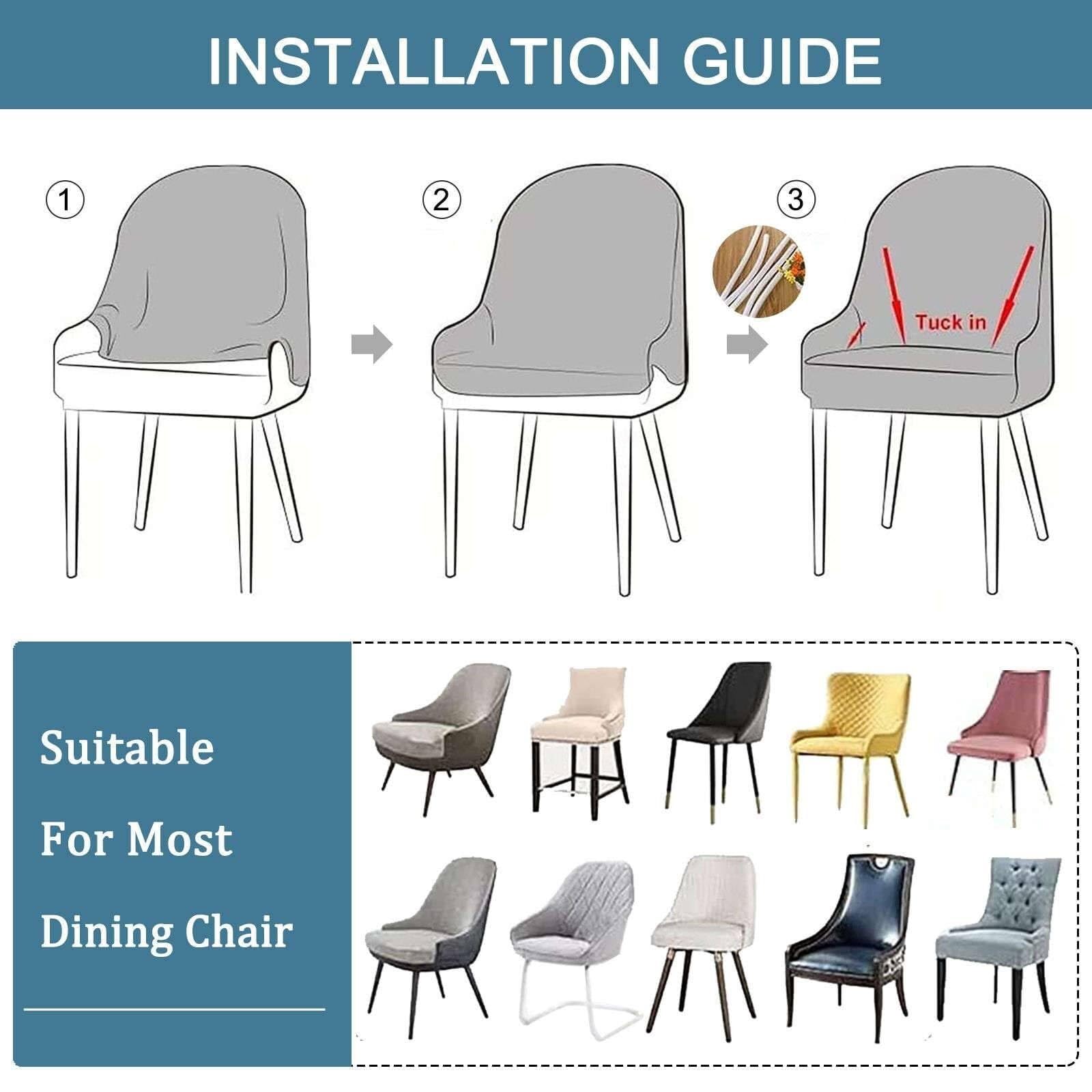 Housse de Chaise de Salle à Manger Extensible, Amovible et Lavable, idéale for la décoration de la Salle à Manger - Gris Clair(A,6ps)