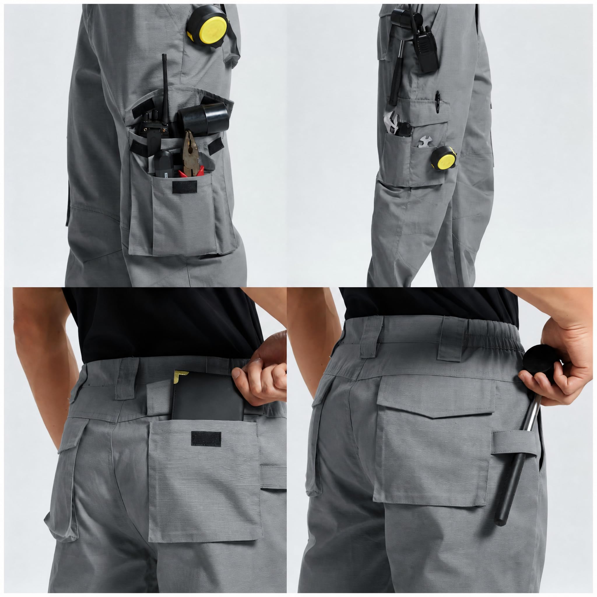 ZITY Pantalones Cargo Hombre Tácticos Ripstop Multibolsillos, Pantalones de Trabajo Outdoor Resistentes para Trekking y Senderismo