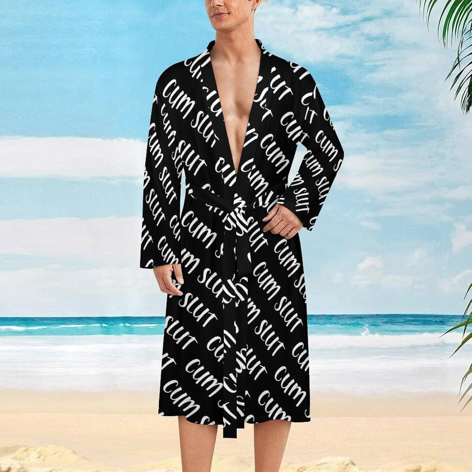 Cum Slut Mens Robe Long Bathrobe for Women Bath Robes Lightweight Soft Printed Sleepwear