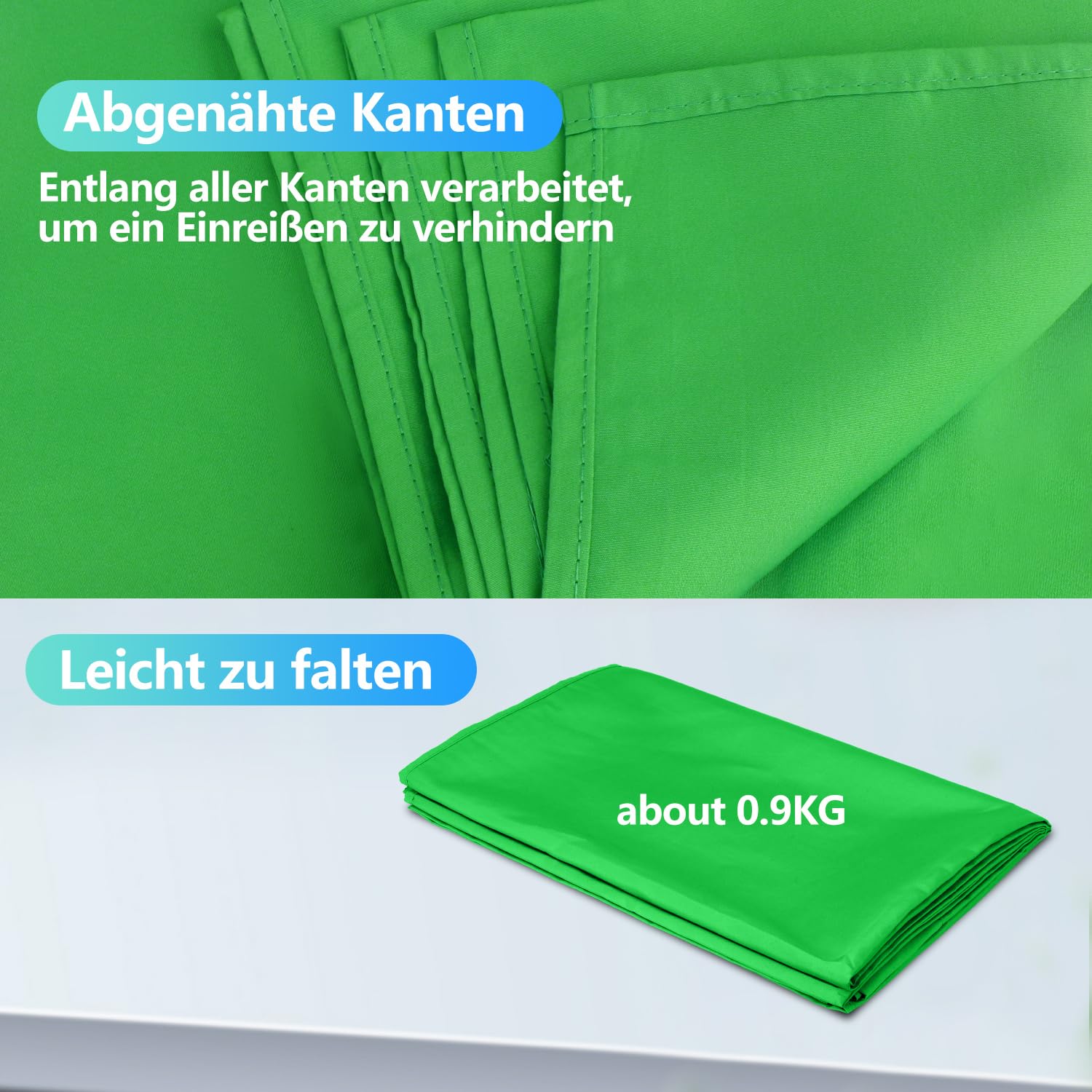 Fotohintergrund Set 3m x 2,4m JEBUTU mit Greenscreen 2m x 3m