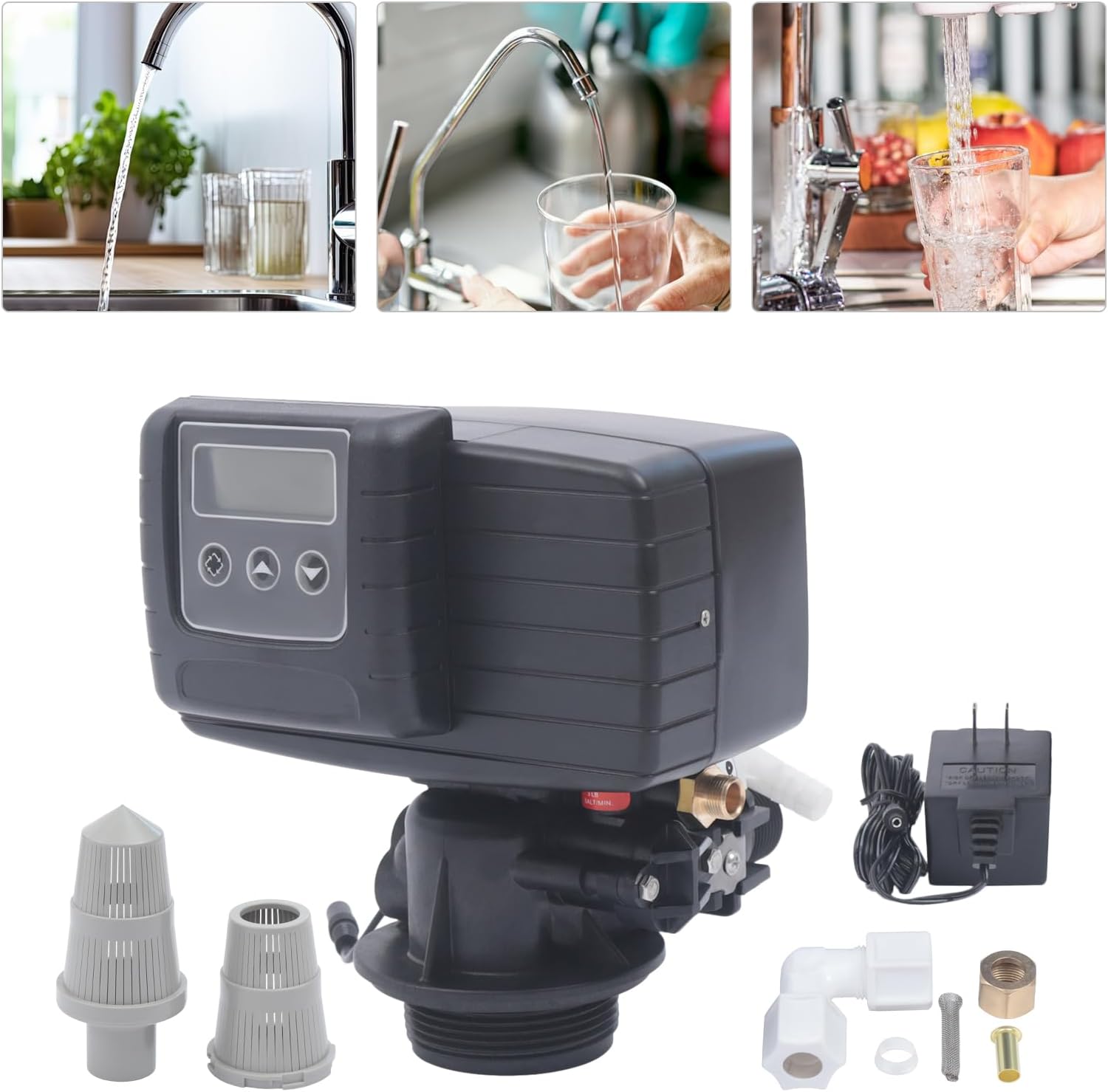 5600SXT Digital Control Valve, 3W Automatic Digital Filter Control Backwash Head, 220Lbs 0.6Mpa Whole House Water Softener Meter Valve for Purification Water Softeners US Stock