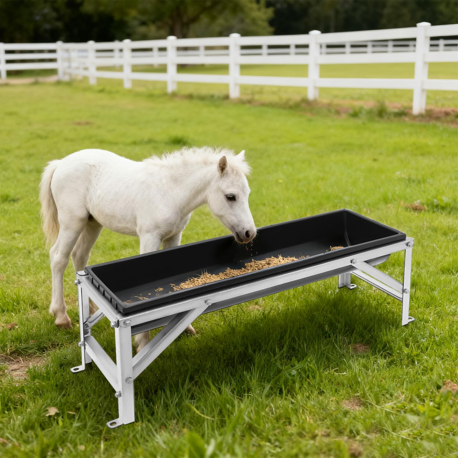 Comedero para ganado, comedero largo, 100 × 30 × 36,5 cm, comedero para ovejas de acero galvanizado, comedero para ganado, comedero, comedero de acero para terneros, ovejas, caballos