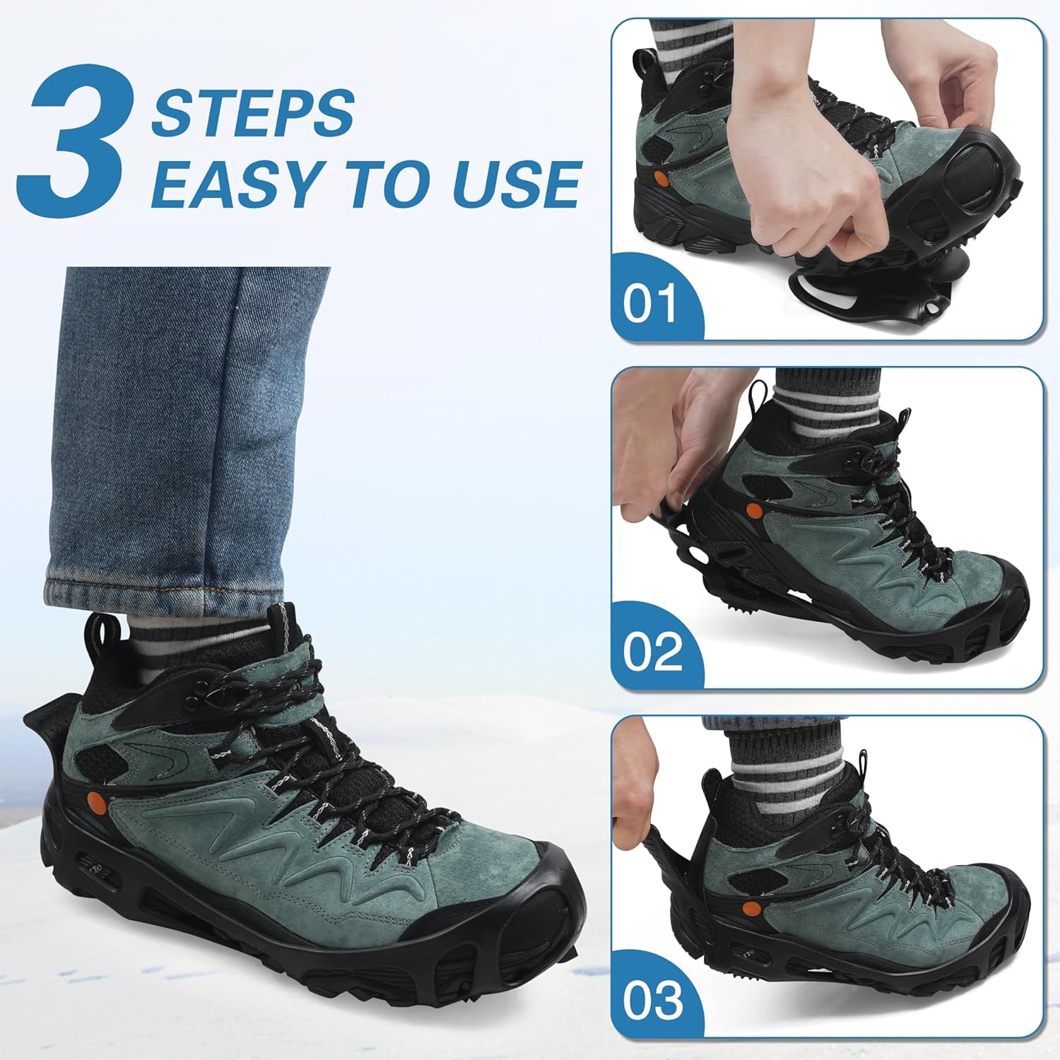 Ramponi per Scarponi 24 Denti Ramponcini da Neve Misure S/M/L/XL Ramponi da Ghiaccio Universali Ramponcini Scarpe Trekking Ice Tacchetti per Camminare, Escursionismo, Alpinismo in Inverno