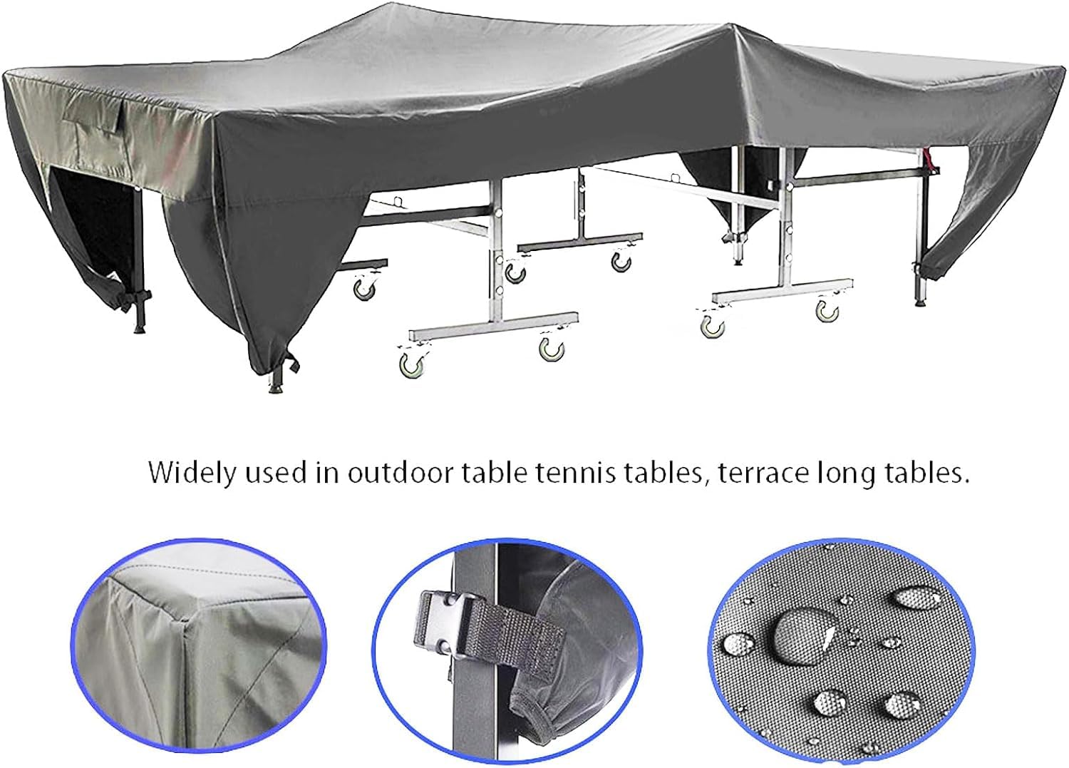 GAESHOW Funda para Mesa de Ping Pong, Impermeable Ajustable Resistente a la Intemperie Funda Protectora para Mesa de Ping Pong de Mesa para Exteriores 280x153x73cm — view 5