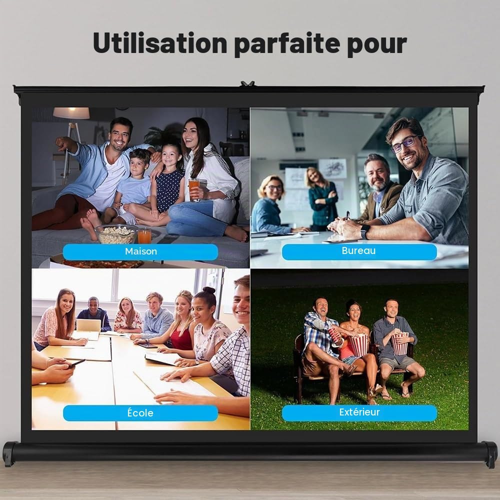 Écran De Projection HD 16:9 50/60/72 Pouces Écran De Projecteur Rétractable Écrans De Cinéma Extérieurs Écran D'affichage Public Mural(16:9,50inch)