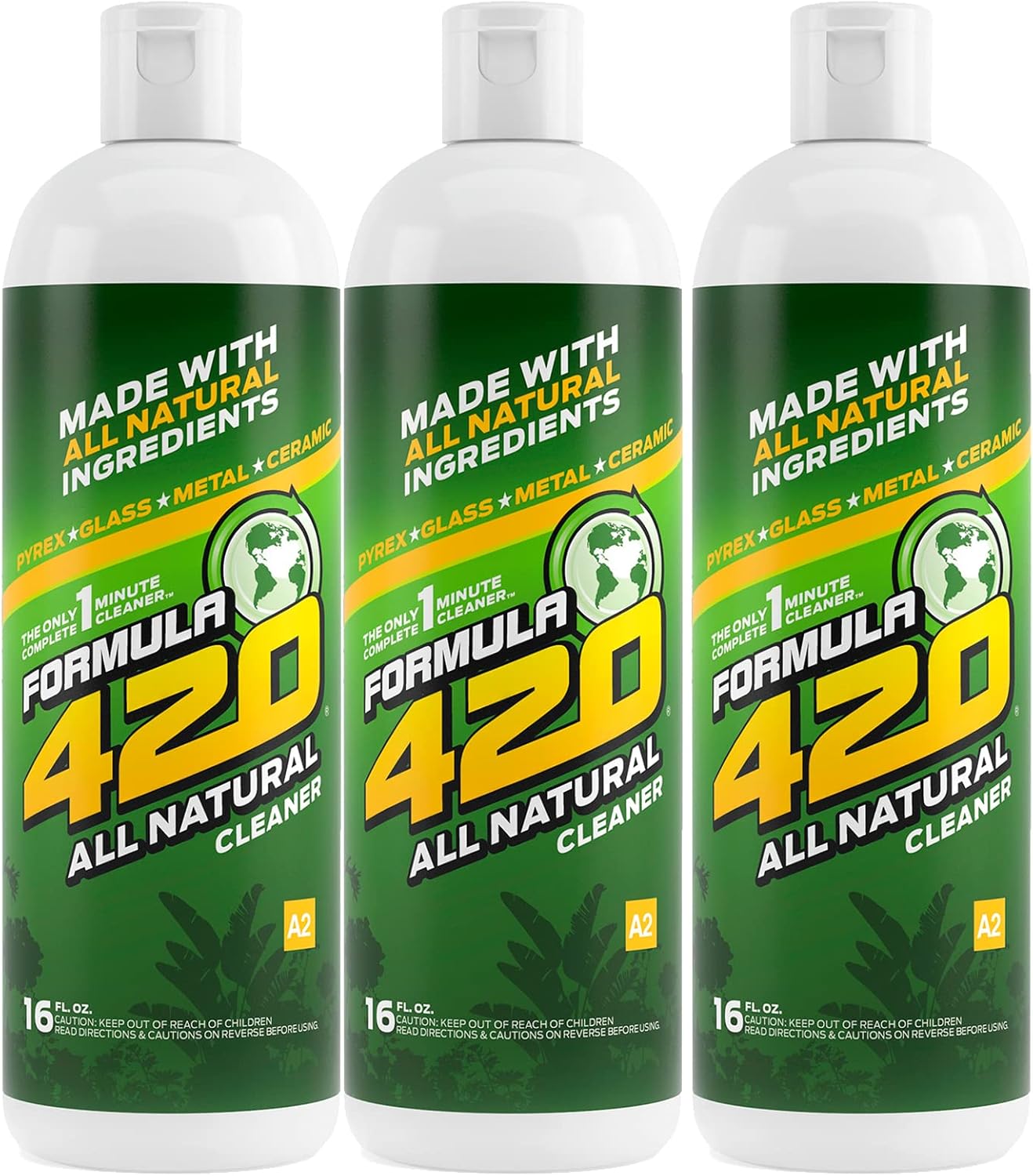 All Natural by Formula 420 | Glass Cleaner | Cleaner Pack | Safe on Glass, Metal, Ceramic, and Pyrex | Cleaner - Assorted Sizes (16 oz - 3 Pack)