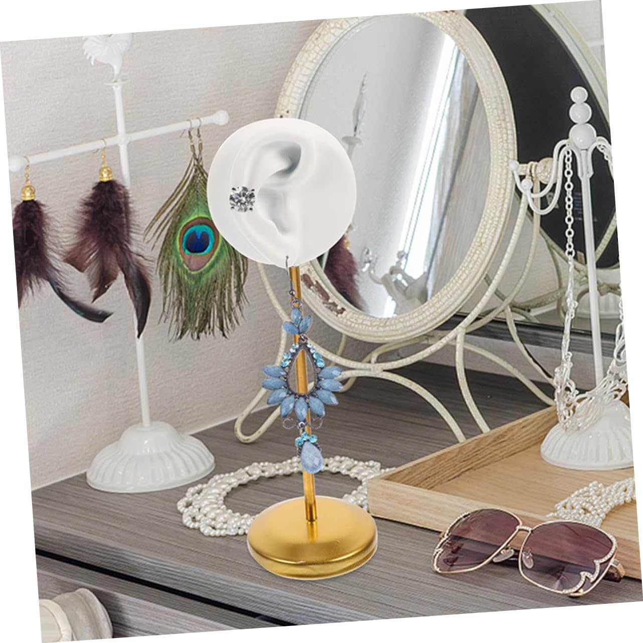 TOYANDONA Metall Ohrstecker Display Ständer Ohrförmiger Schmuckhalter Resin Basis Schmuckorganizer Für Schmuckverkauf Und Aufbewahrung
