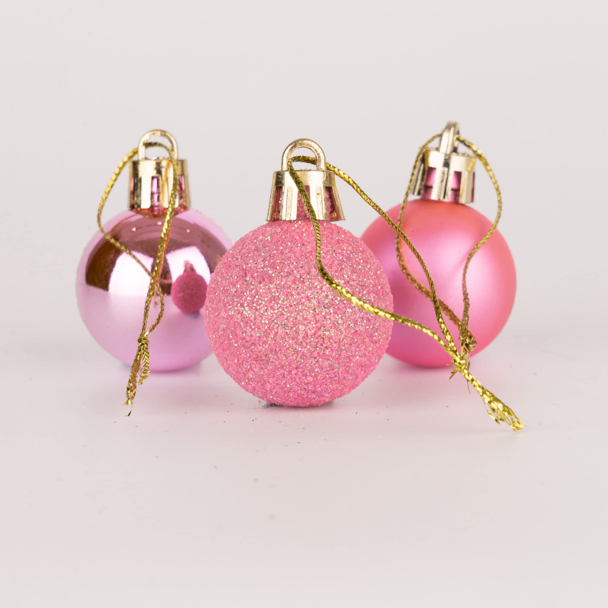30mm/24Pcs Christmas Baubles Shatterproof Pink, Christmas Tree Decorations Ball Ornaments Balls Xmas Hanging Decorations Holiday Decor - Shiny,Matte,Glitter