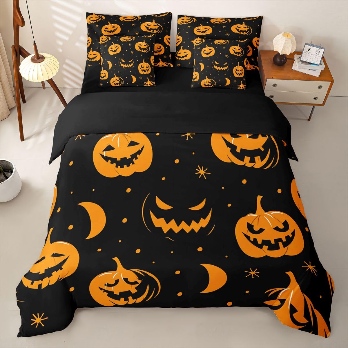 Homemissing Fröhlich Halloween Bettwäsche 155x220cm 7-teiliges