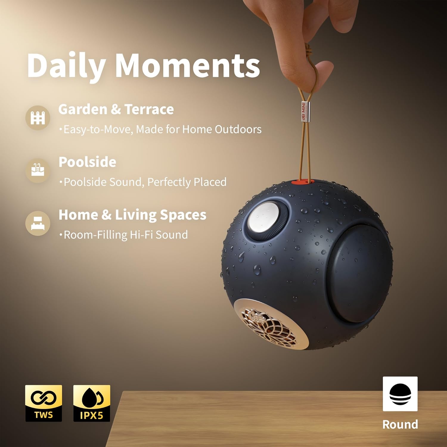 UB+ dBMiNi Portable Bluetooth Speaker with Dual Bass,Hi-Fi Stereo Sound, TWS Pairing, Bluetooth 5.4, Long Battery Life, for Outdoor and Travel Use (Graphite Grey) - Image 5